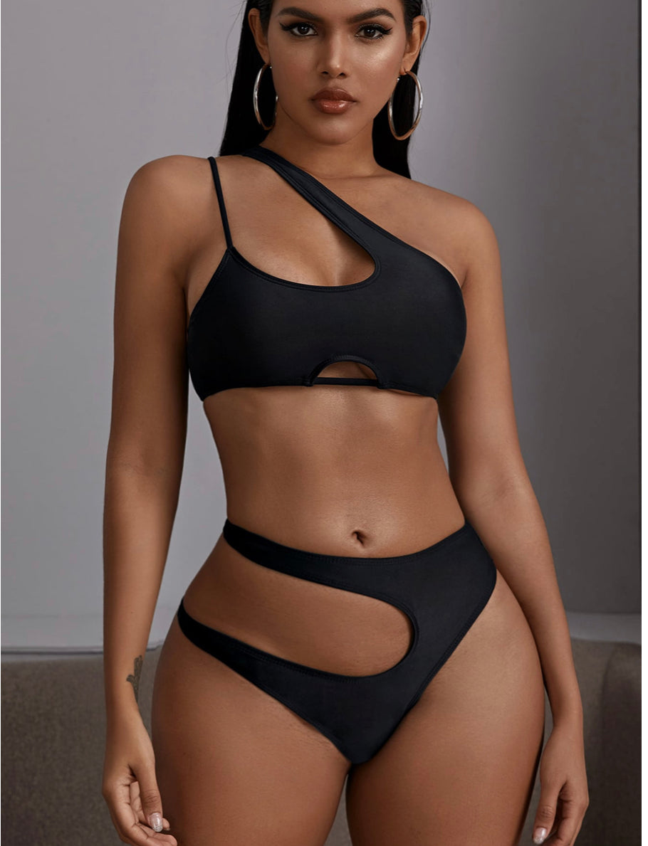 Cutout One Shoulder One Piece