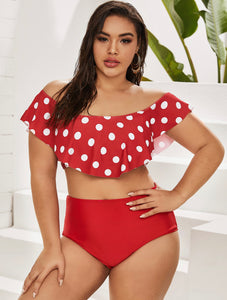 Polka Dot Bardot Highwaist Bikini