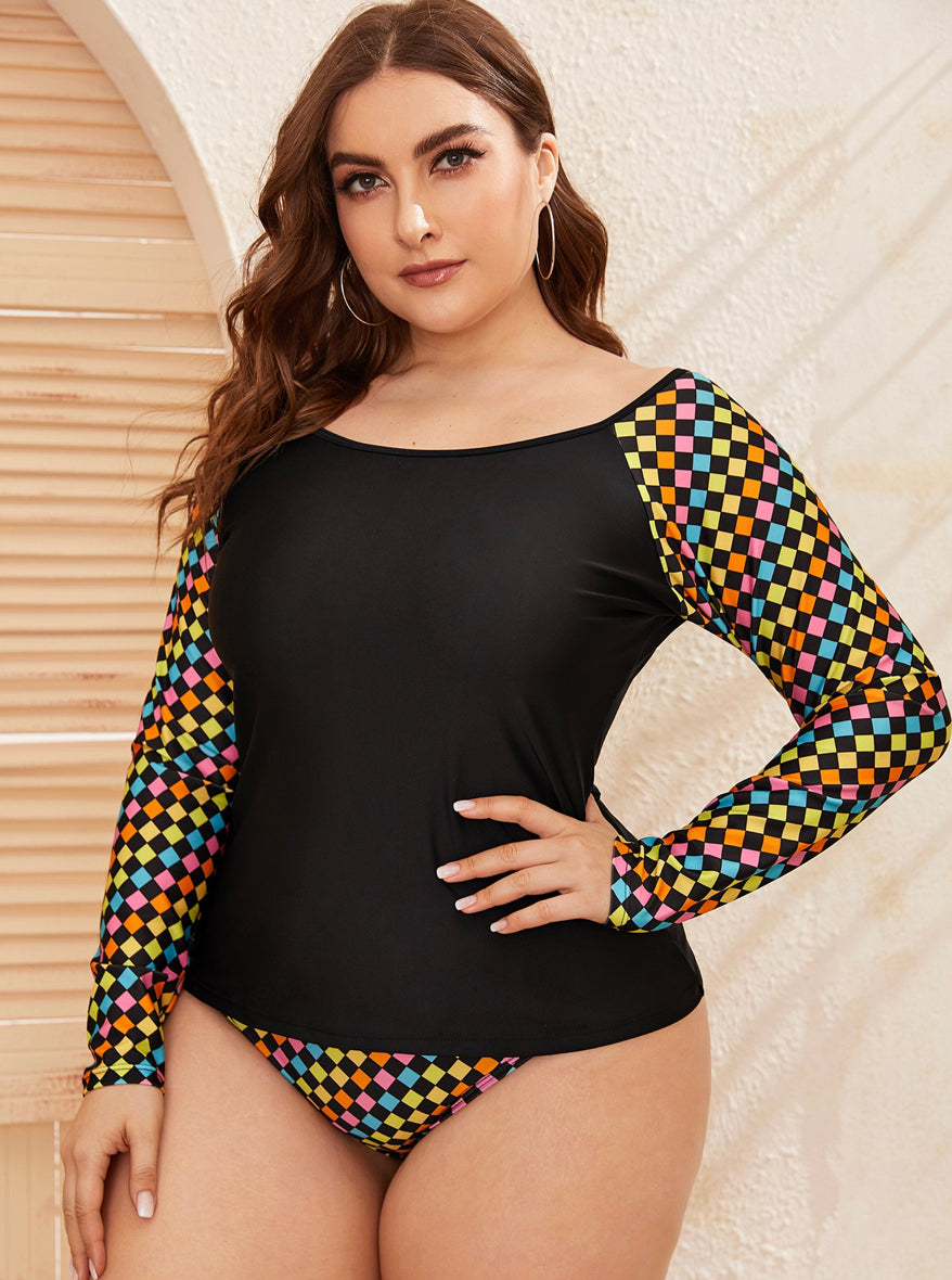 Checkered Long Sleeve Bikini