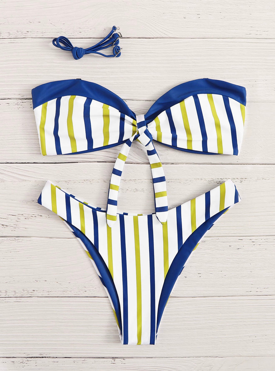 Striped Knot Bsndeau Two Piece